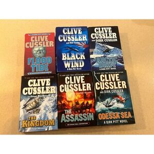 Clive Cussler Hardcover Book Lot 6 Dirk Pitt Fargo Isaac Bell Adventure Thriller